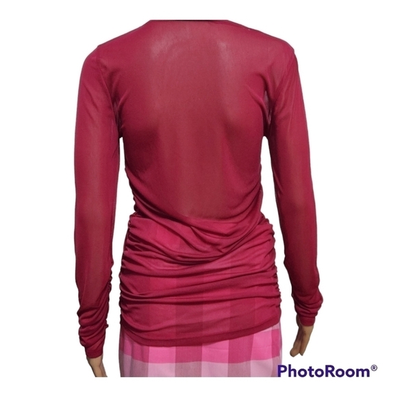 ZARA Pink Ruched Sheer Longsleeved   Top - Picture 2 of 5
